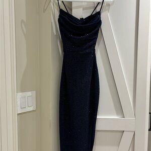 WINDSOR NAVY BLUE SPARKLE LONG TIGHT FOTTED FORMAL/GRAD/PROM/WEDDING DRESS